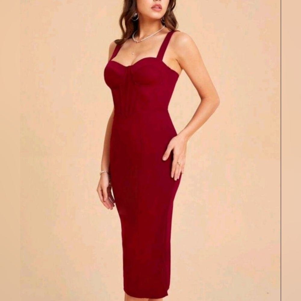5 For $50 F Elegant Red Dress with Straps